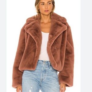 DEA The Label Women's Faux Fur Jacket -pink rose size 2